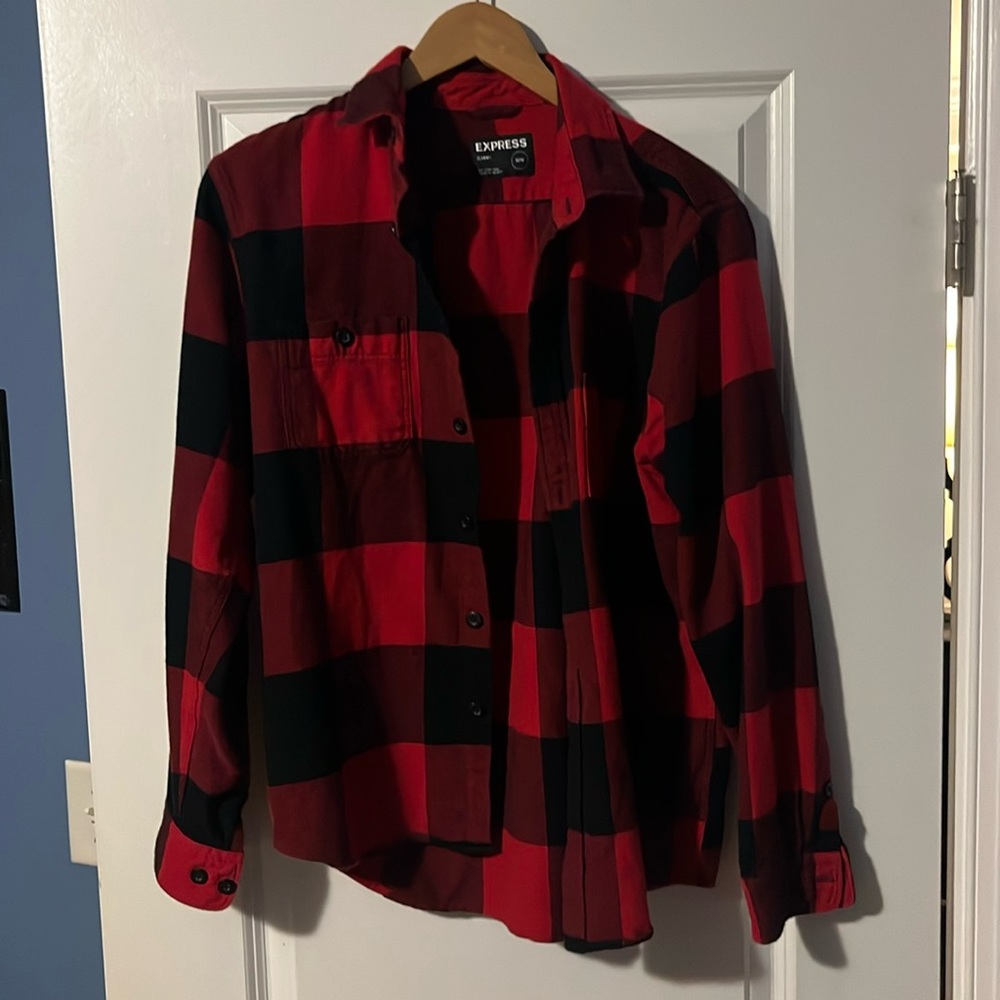 Express Men’s Flannel, Size Medium, Red/Black